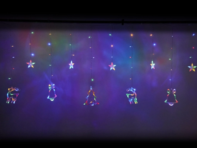 LED kolorowa kurtyna z motywami świątecznymi - 2,5 m, 138 LED