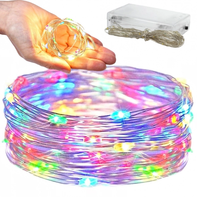 Wielokolorowe świąteczne światła LED na baterie 10m