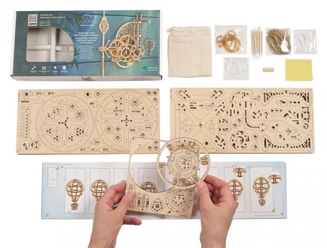 Ugears 3D drewniane mechaniczne puzzle Zegar Ścienny Aero