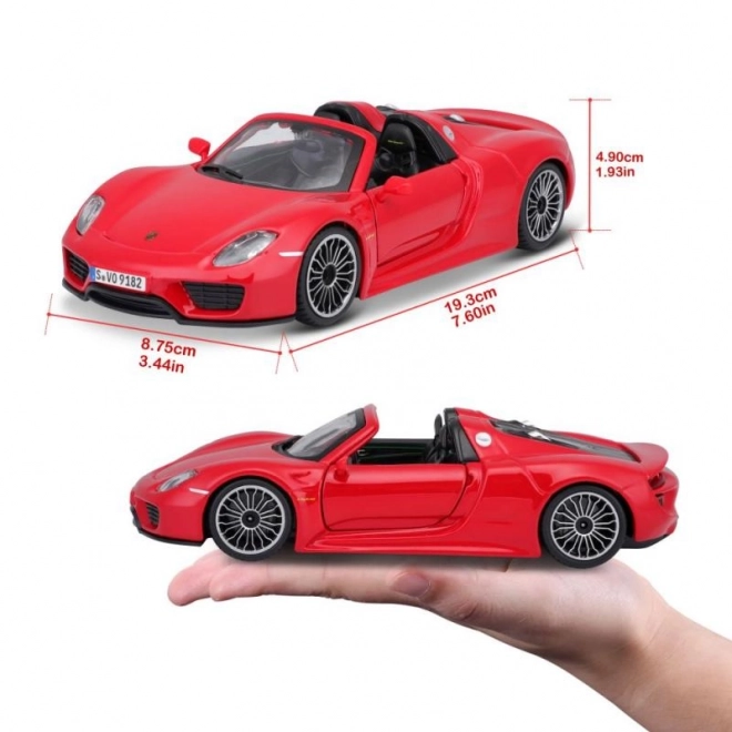 Metalowy samochodzik Porsche 918 Spyder czerwony