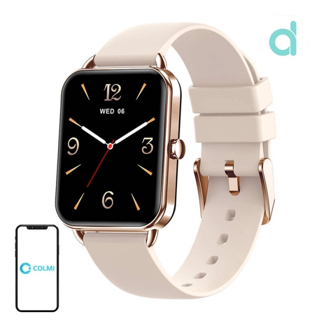 Praktyczne smartwatch Colmi P20 w złotym kolorze