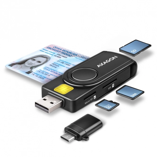 CRE-SMP2A ID i SD/microSD/SIM karta PocketReader USB