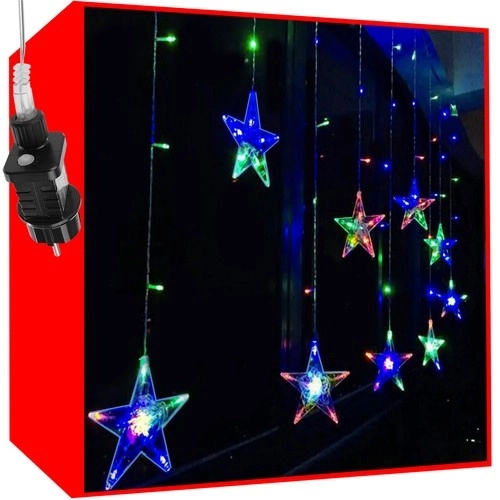 Kolorowa zasłona LED z gwiazdkami - 2,5 m, 108 LED
