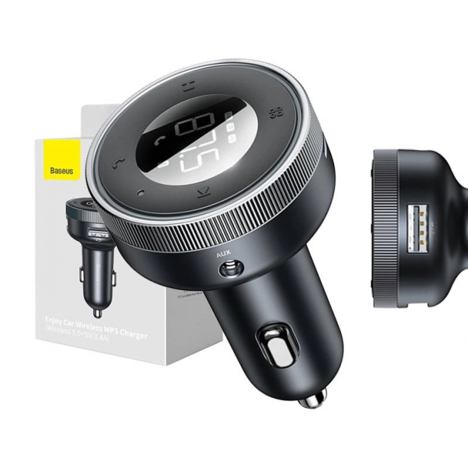 Baseus Enjoy Bezprzewodowa ładowarka MP3 do auta, Bluetooth 5.0, microSD, AUX (czarna)