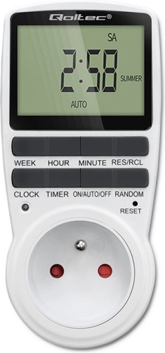 Elektroniczny programator czasowy Qoltec z LCD, 16 A, 3680 W