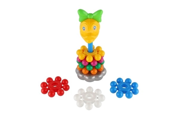 Układanka piramida z pierścieniami plastik 26cm w siatce 12m+
