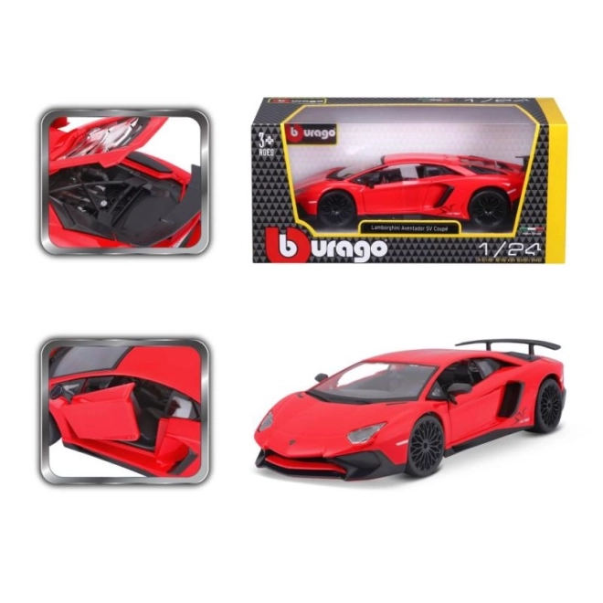 Metalowy model Bburago Lamborghini Aventador czerwony 1:24