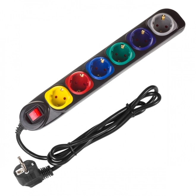 Listwa zasilająca 1,5 m 250VAC/10A MCE509 B 2500 Q, IP20, 6 gniazdek, prąd znamionowy 10 A, czarna