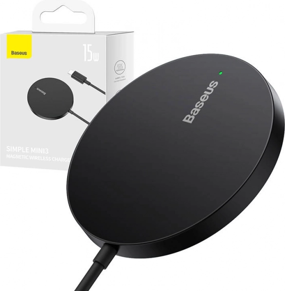 Magnetyczna bezprzewodowa ładowarka Baseus Simple Mini3 15W czarna