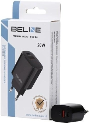 czarna ładowarka 20W z USB-C + USB-A