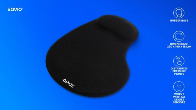 Czarna ergonomiczna podkładka pod mysz SAVIO