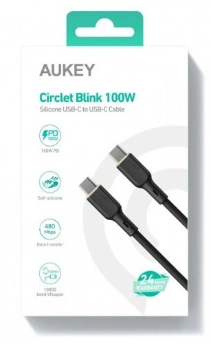 Silikonowy kabel USB-C na USB-C 1,8 m 100W AUKEY