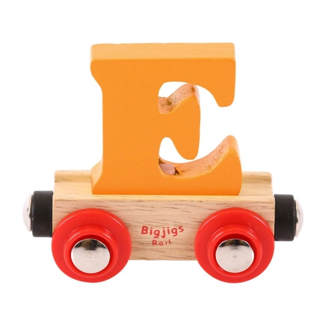Drewniany wagonik Bigjigs Rail z literą E