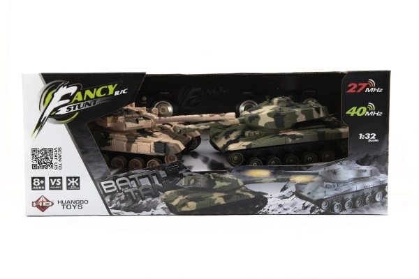 Czołg RC 2 szt. 25 cm bitwa czołgowa + ładowarka 27 MHz i 40 MHz kamuflaż ze dźwiękiem i światłem w opakowaniu 50x20x23 cm