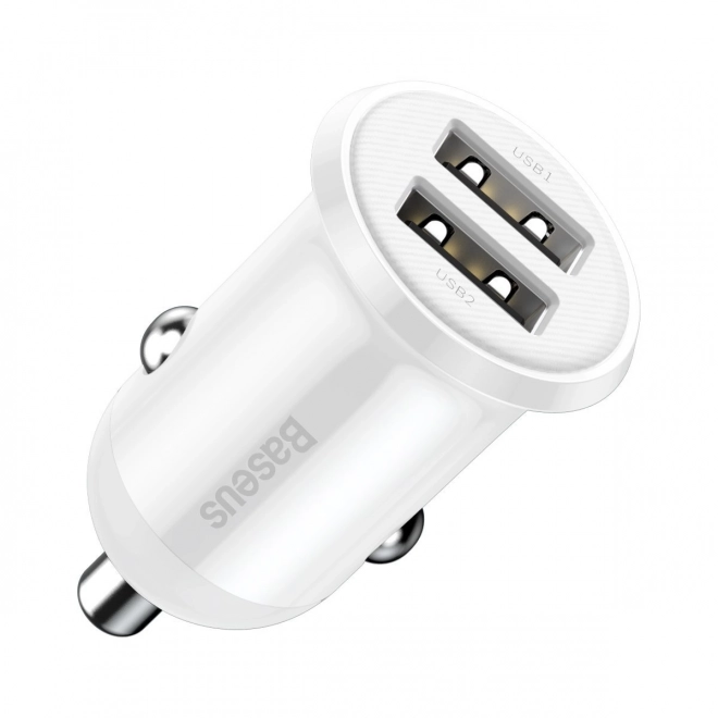 Ładowarka samochodowa 2x USB Baseus, 4,8A, biała