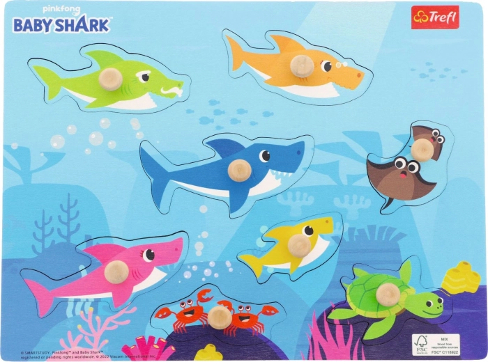 Drewniane puzzle Baby Shark – 8 elementów