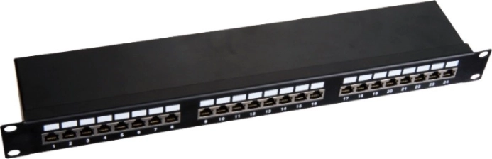 Panel krosowy STP kat. 6, 19", 1U, 24× RJ45, LSA