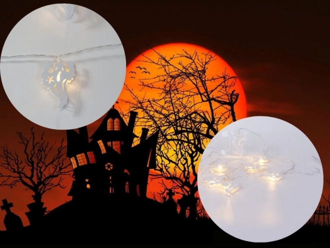 LED Halloweenowy łańcuch świetlny z duchami 2m