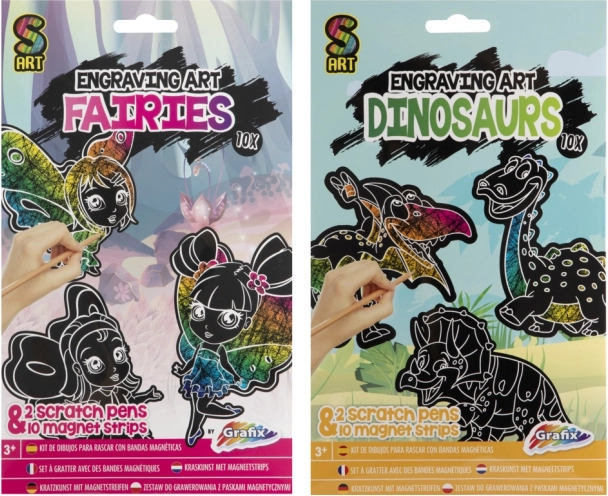 Magnesy do wydrapywania – wróżki i dinozaury, zestaw 10 szt.