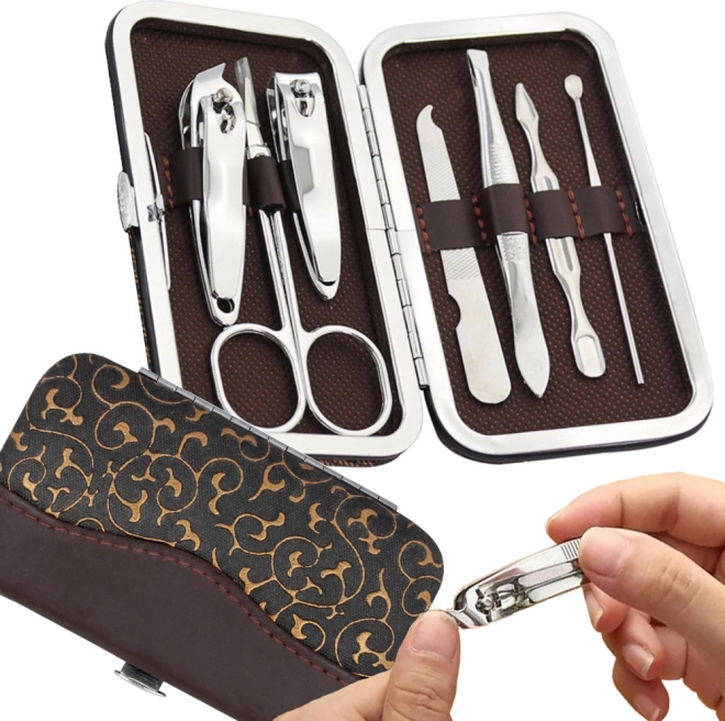 Zestaw do manicure i pedicure z etui, 7 elementów