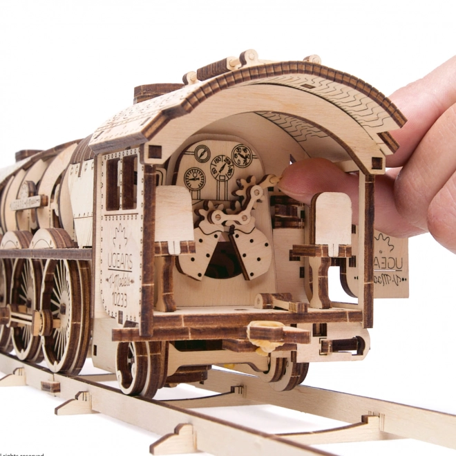 Ugears 3D puzzle - Lokomotywa V-express z wagonem 538 elementów