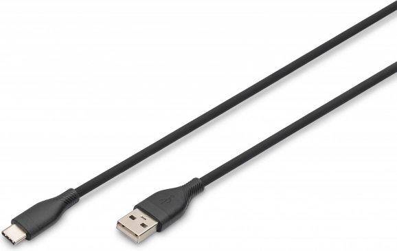 Silikonowy kabel łączący USB-A - USB-C, USB 2.0, 60 W, 1 m czarny