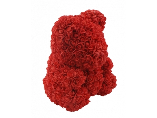 Walentynkowy czerwony miś z sercem z róż - 40 cm