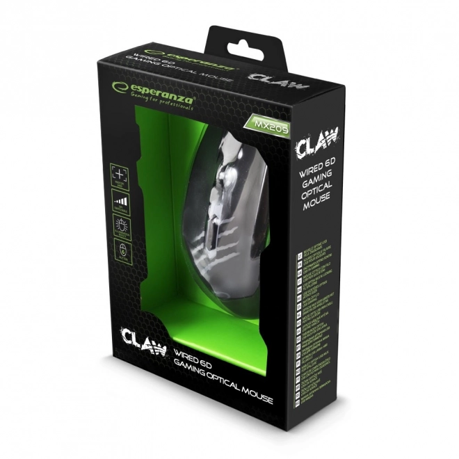 Przewodowa mysz do gier 6d optyczna usb mx209 claw zielona