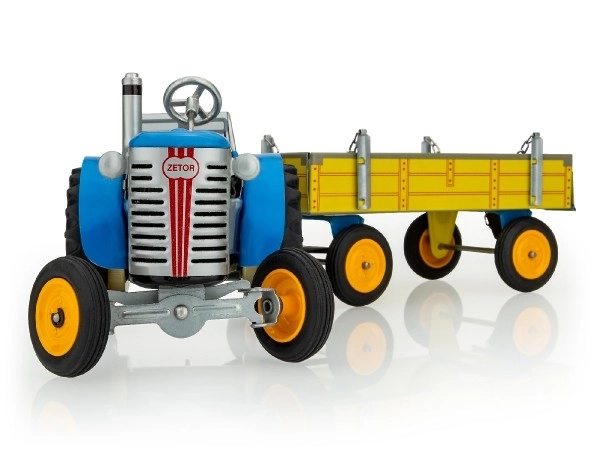 Traktor Zetor z przyczepką niebieski na kluczyk metalowy 28cm Kovap w pudełku