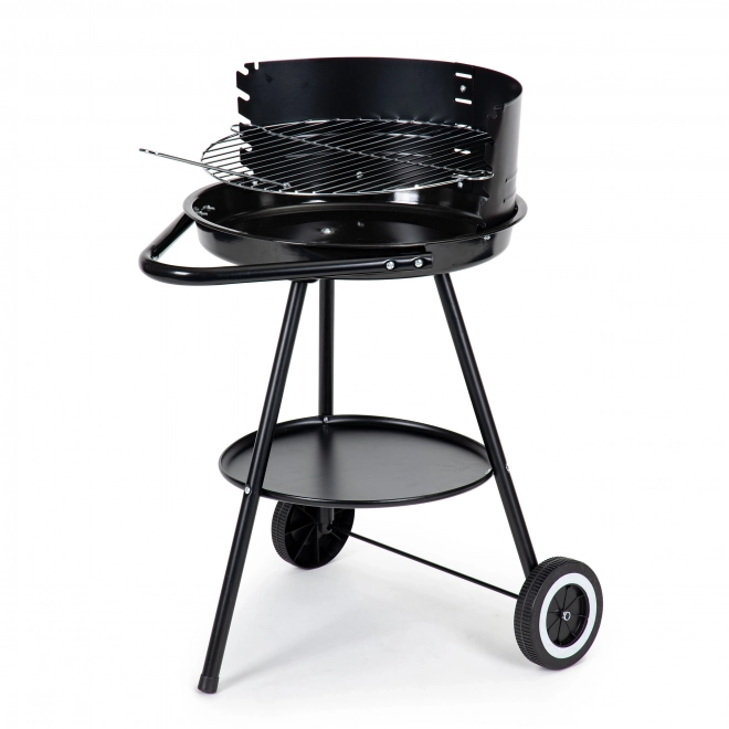 Okrągły grill ogrodowy z regulowaną wysokością rusztu