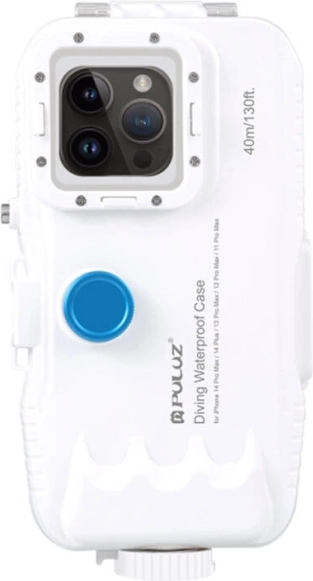 Plastikowe wodoszczelne etui PULUZ dla iPhone 15 Plus, 15 Pro Max, 14 Plus, 14 Pro Max, 13 Pro Max, 12 Pro Max i 11 Pro Max – białe