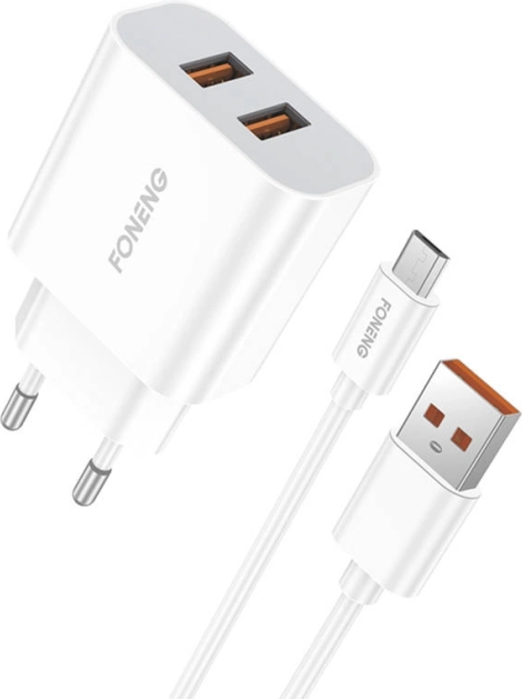 Szybka ładowarka FONENG 2× USB 12 W z kablem Micro USB