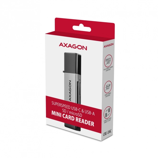 Zewnętrzny czytnik kart CRE-DAC USB3.2 Gen 1 Type-C + Type-A SD/microSD