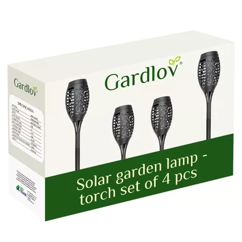 Garlov Solarna lampa ogrodowa - pochodnia, zestaw 4szt.