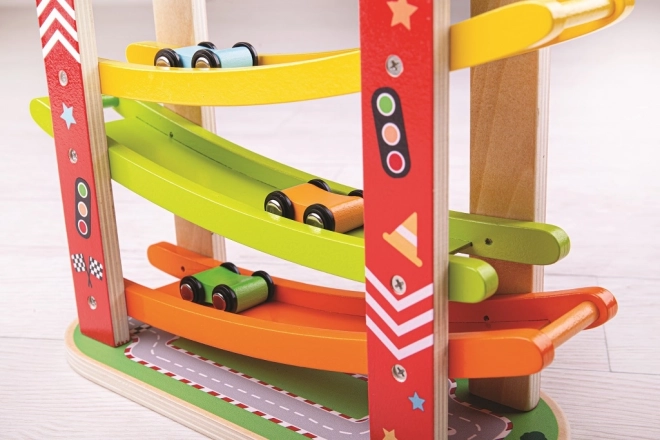 Drewniany tor wyścigowy dla samochodów od Bigjigs Toys