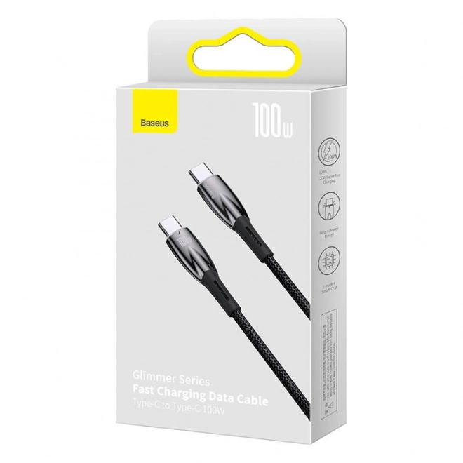 Kabel Baseus Glimmer USB-C na USB-C 100W 1m czarny