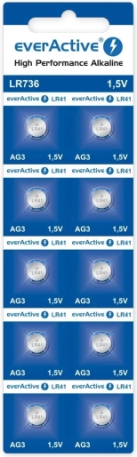 Alkaliczne baterie guzikowe everActive LR41 (LR736/AG3) 1,5 V – blister 10 szt.