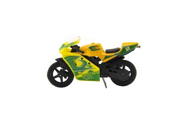 Motocykl wyścigowy metalowy/plastikowy 8cm na wolne koło mix rodzajów na karcie