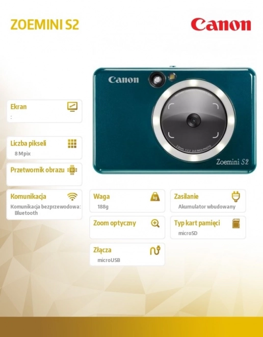 Kompaktowy aparat natychmiastowy z drukarką Canon Zoemini S2