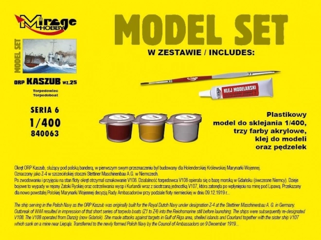 Polski niszczyciel ORP Kaszub 1935 model 1:400