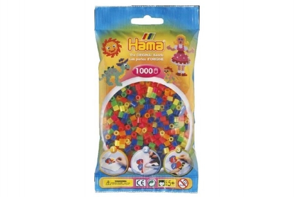Koraliki do prasowania Hama MIDI przezroczyste neonowe 1000 sztuk w torebce