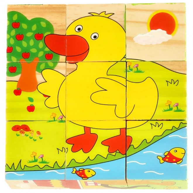 Drewniane edukacyjne puzzle farma