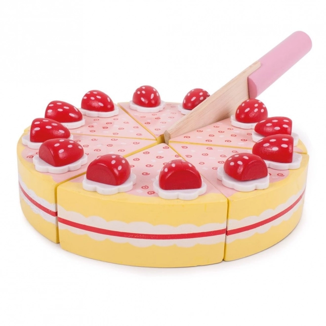 Bigjigs Toys Drewniany tort do krojenia z truskawkami