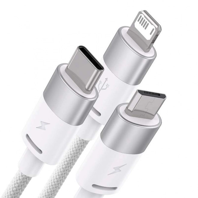 Kabel 3w1 USB Baseus serii StarSpeed, USB-C + micro + Lightning 3,5A, 1,2 m (biały)