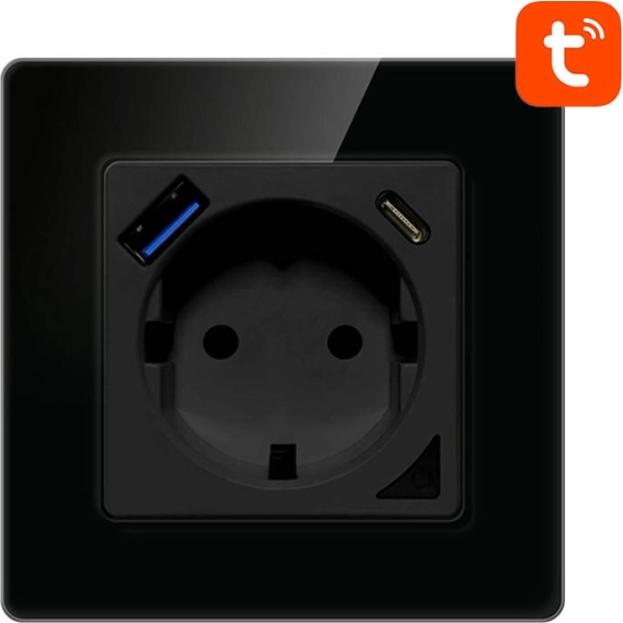 Inteligentne gniazdko WiFi Avatto z USB i USB-C czarne