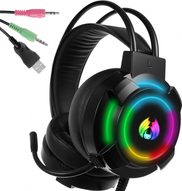 Słuchawki gamingowe z podświetleniem LED RGB i mikrofonem