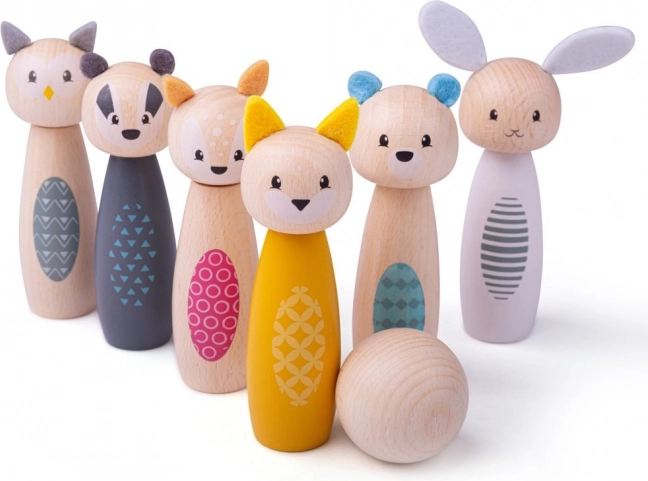 Drewniane kręgle leśne zwierzątka BIGJIGS TOYS