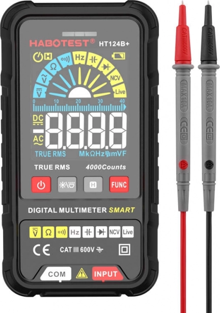 cyfrowy multimetr habotest ht124b+ z true rms i ncv