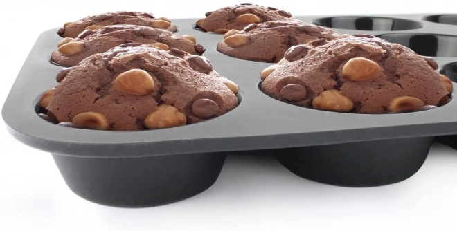 Teflonowa forma do pieczenia muffinów z 12 silikonowymi foremkami