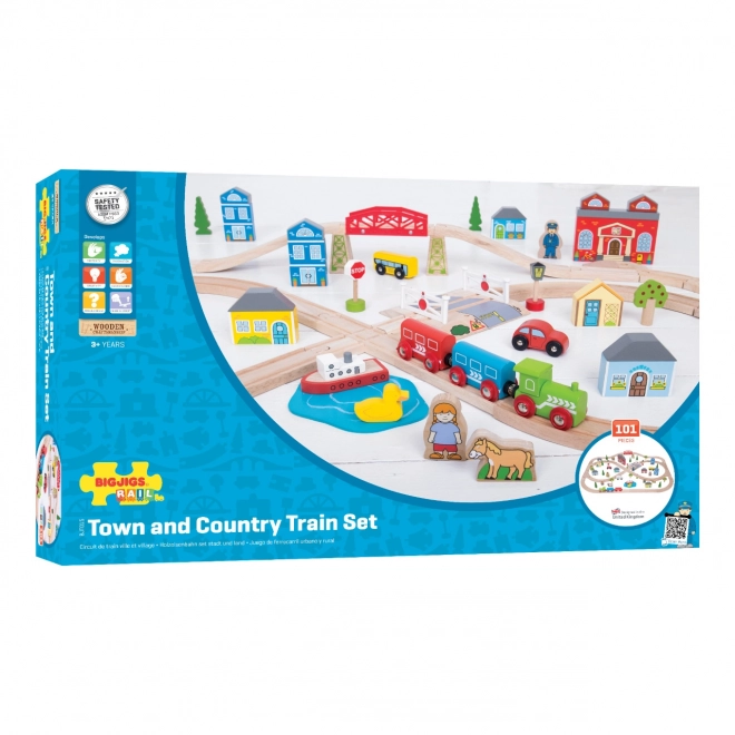 Bigjigs Rail Drewniana kolejka miasto i wieś 101 części